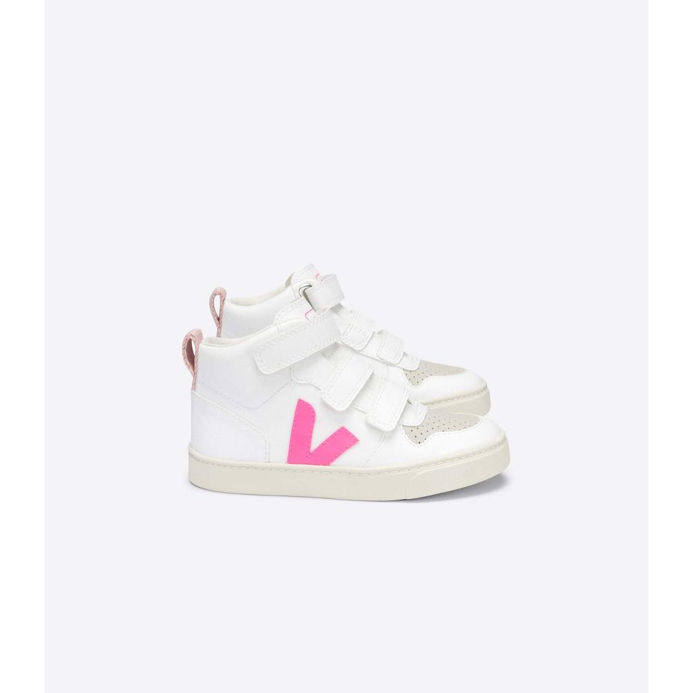 Veja V-10 MID CWL Kids\' High Tops White/Pink | CA 703SGL